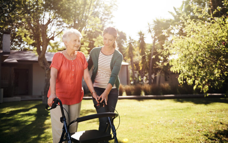 Helping Senior Parent With Walker